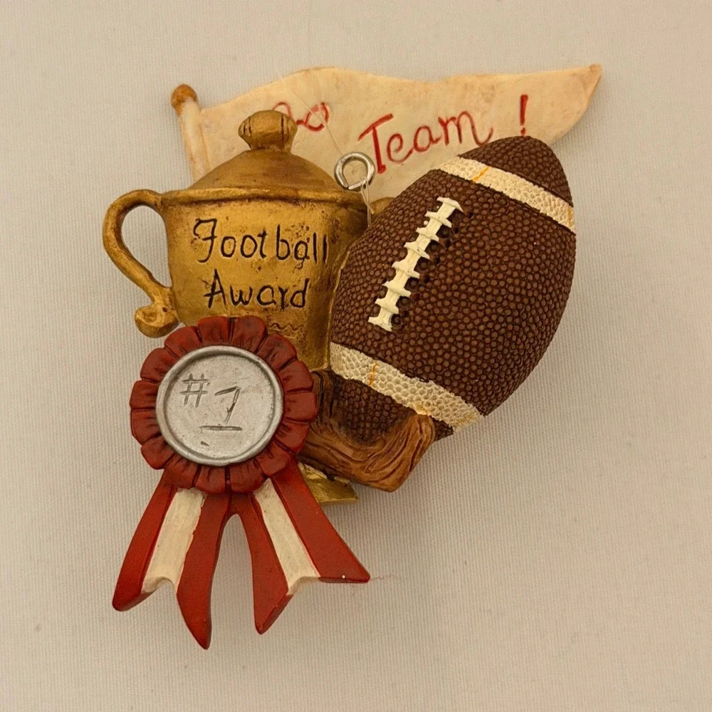 Russ Christmas Ornament Football Award Classic Memories Sports Decor Vintage
